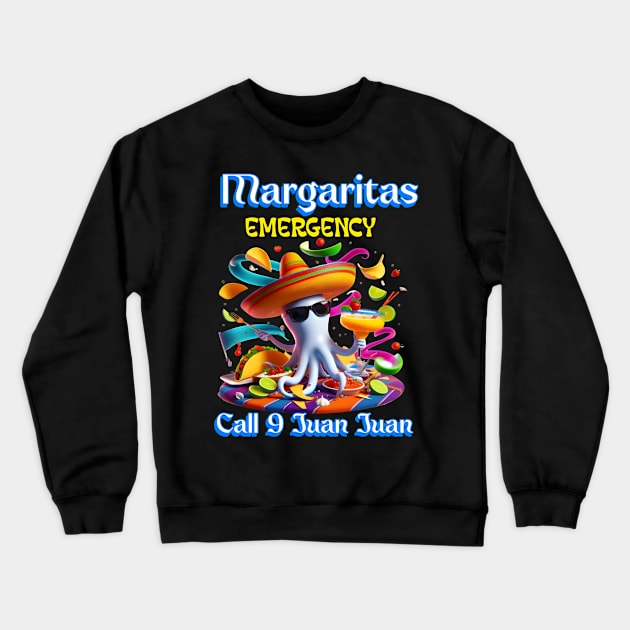 Margarita Emergency Sombrero-Wearing Octopus Crewneck Sweatshirt by coollooks